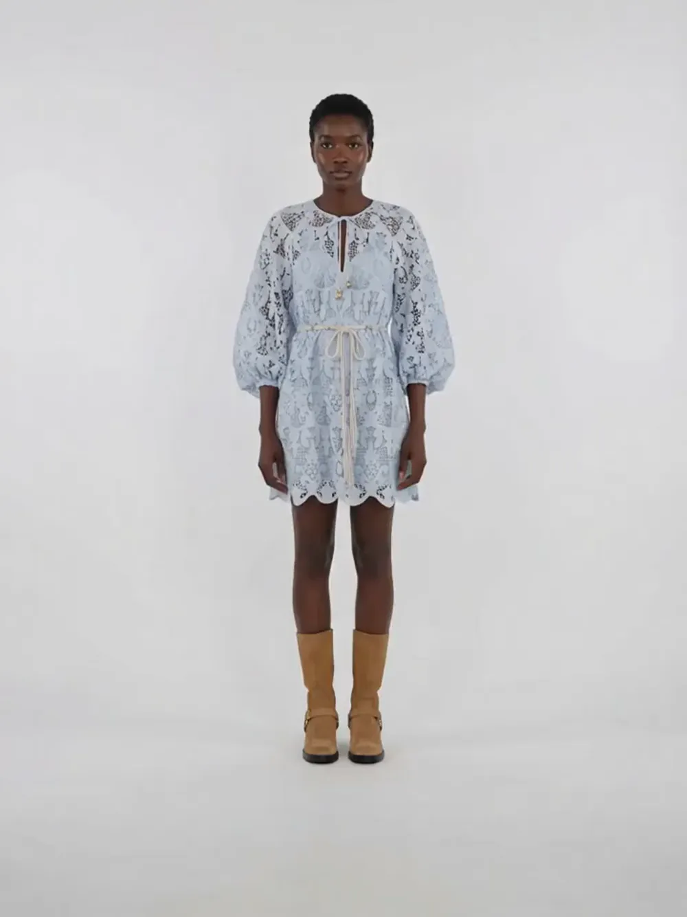 ZIMMERMANN Coco Lace Mini Dress | Blue | FARFETCH