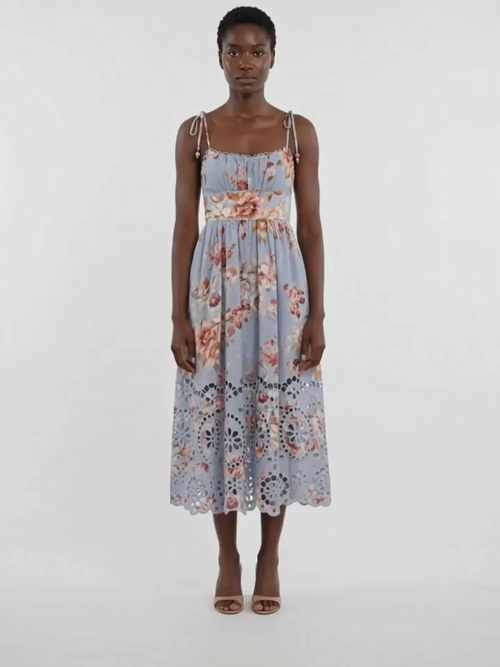 blue and white dress maxi ZAPAKA Women Flower Corset Long Prom With Slit Spaghetti Straps Ruched Wedding Party Dress, White Blue Flower / US8 Size:30W | 31-33L Ladivine BD104 Bridesmaid dress YGroup_2076 Hand Wash Do Not