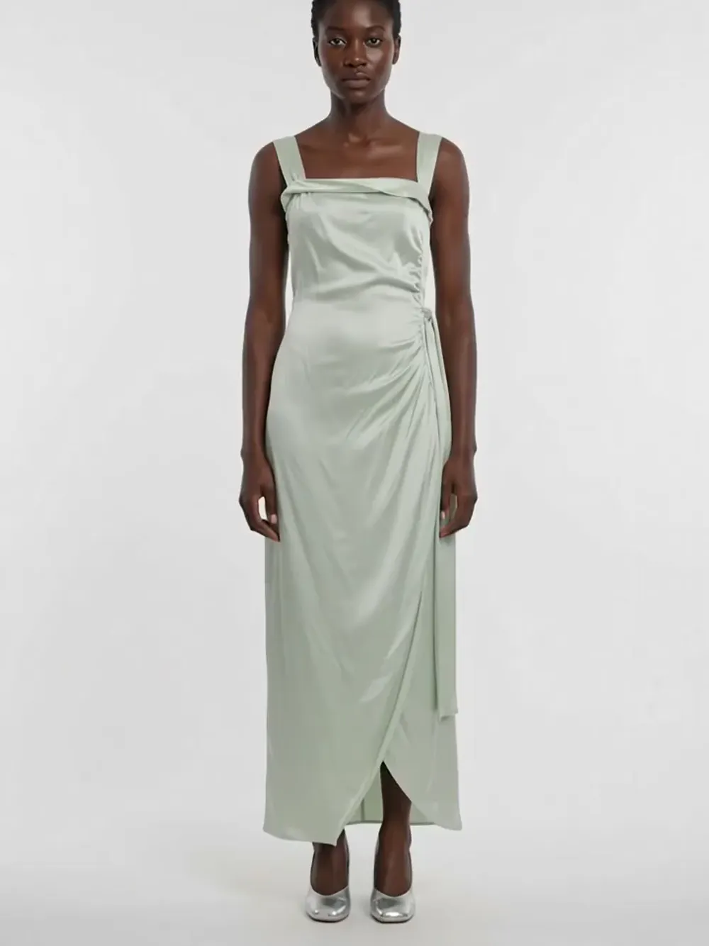 silk maison green dress Margiela With Decorative Draping, Women's, Emerald green